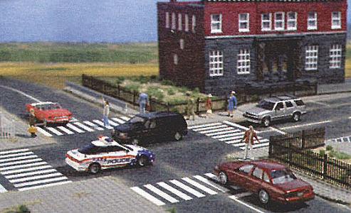 Intersection w/Pedestrian Crossings -- Self Adhesive For 3-1/8"  8cm Street