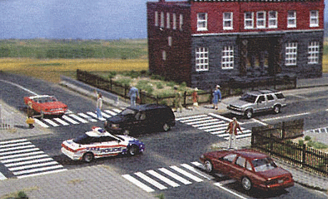 Intersection w/Pedestrian Crossings -- Self Adhesive For 3-1/8"  8cm Street