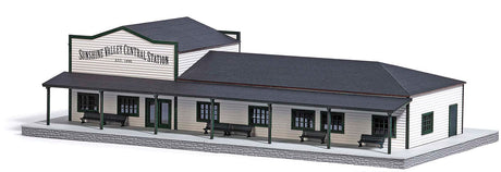 North American-Style Wood Train Station -- Laser-Cut Wood Kit - 13-11/16 x 6-1/16 x 3-9/16"  34.8 x 15.4 x 9cm-2