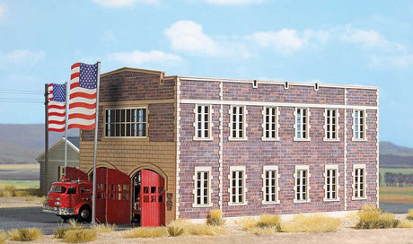 Clinker Block Fire Station -- Laser-Cut Wood Kit - 7-1/2 x 4-9/16 x 4-3/16"  19.1 x 11.6 x 10.6cm-2