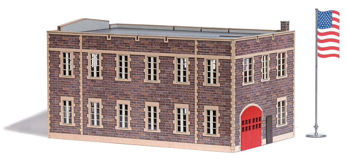 Clinker Block Fire Station -- Laser-Cut Wood Kit - 7-1/2 x 4-9/16 x 4-3/16"  19.1 x 11.6 x 10.6cm-4