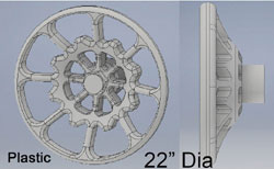 Locomotive Brake Wheel 8-Spoke Cast -- 22" Scale Diameter Plastic pkg(2)