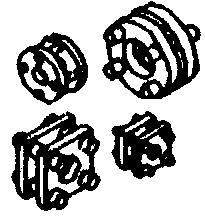 Steam Loco Pipe Unions (Brass Castings) -- Square & Round - 8 Each