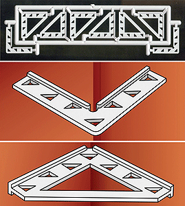 Corner Braces for Building Interiors -- 12 Standard Corners & 4 Reversed Corners - 1 x 1"  2.5 x 2.5cm