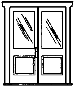 Doors (White Plastic) -- Double 1-Light, 1-Panel pkg(2)