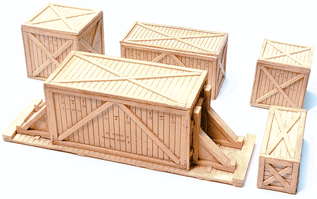 Cast Resin Freight Car Load -- Heavy Crates - Various Pieces pkg(5)