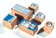 Cast Resin Freight Car Load -- Open Crates