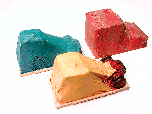 Cast Resin Freight Car Load -- Covered Semi Trucks pkg(3)