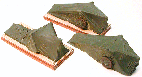 Cast Resin Freight Car Load -- Covered Artillery pkg(3)