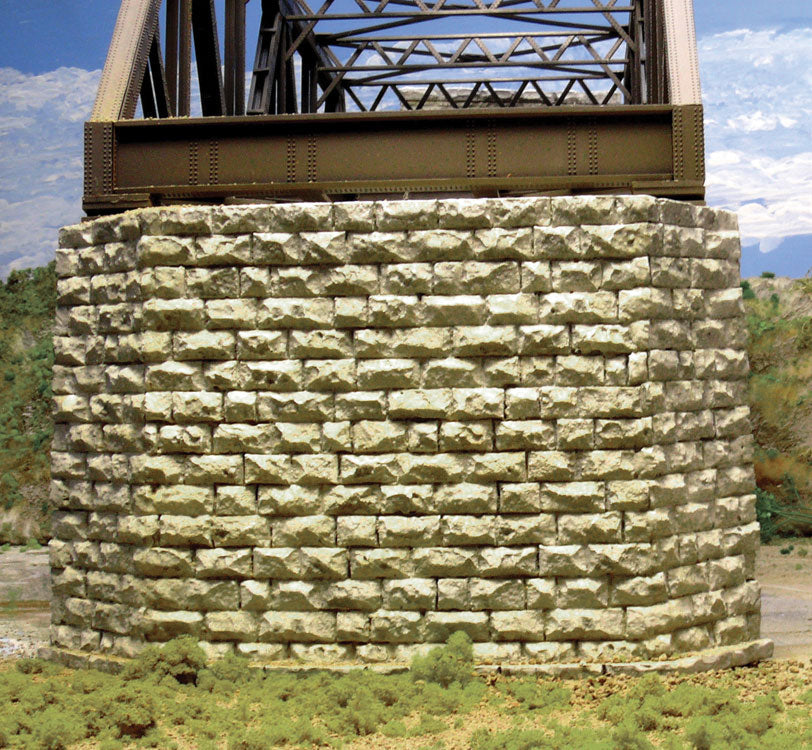 Double-Track Cut Stone Bridge Pier -- Fits Central Valley Double-Track Truss Bridge-2