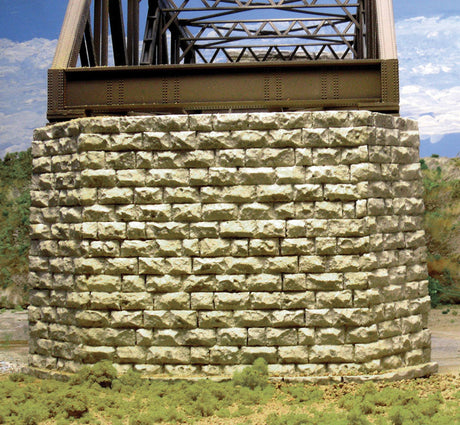 Double-Track Cut Stone Bridge Pier -- Fits Central Valley Double-Track Truss Bridge-2