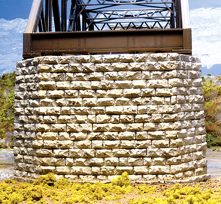 Double-Track Cut Stone Bridge Pier -- Fits Central Valley Double-Track Truss Bridge-1