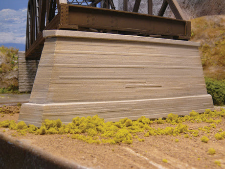 Double-Track Concrete Pointed Bridge Pier -- Fits Central Valley Double-Track Truss Bridge-2