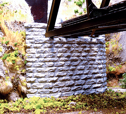 Single-Track Cut Stone Tapered Abutment -- 4-3/8 x 3/4 x 3-1/2"  11.1 x 1.9 x 8.9cm