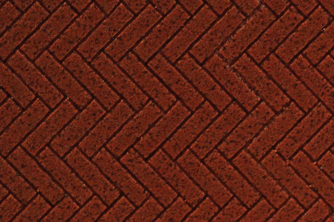 Flexible Herringbone Dark Red Brick Sheet -- Large for HO, S & O Scales 1/8" Brick