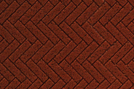 Flexible Herringbone Dark Red Brick Sheet -- Large for HO, S & O Scales 1/8" Brick
