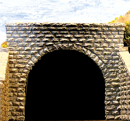 Double Track Cut Stone Tunnel Portal -- 3-1/2 x 3-29/32"  8.7 x 9.7cm pkg(2)