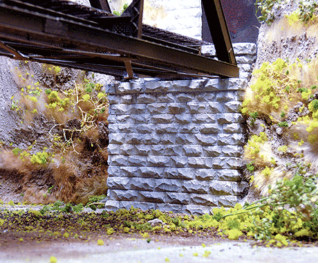 Single-Track Cut Stone Bridge Abutment -- 1-3/4 x 5/8 x 2-1/4"  4.5 x 1.6 x 5.7cm pkg(2)