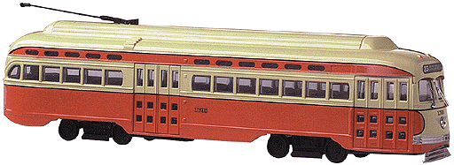 President's Committee Car (PCC) Streetcar - Nonpowered Diecast, Assembled -- Pittsburgh (orange, cream)