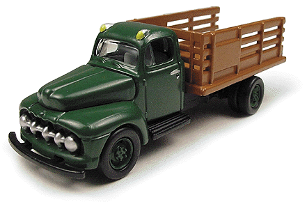 Mini Metals American Trucks - Ford (Diecast, Assembled & Painted) -- 1951 F6 Stake Truck (green)