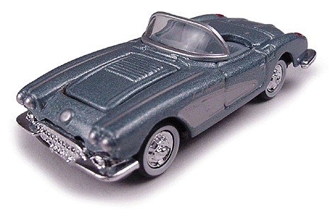 Mini Metals - American Automobiles - Chevrolet (Diecast, Assembled & Painted -- 1958 Corvette Roadster (Silver Blue Metalic, Silver Cove)