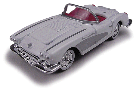 Mini Metals - American Automobiles - Chevrolet (Diecast, Assembled & Painted -- 1958 Corvette Roadster (Cream White, Silver Cove)
