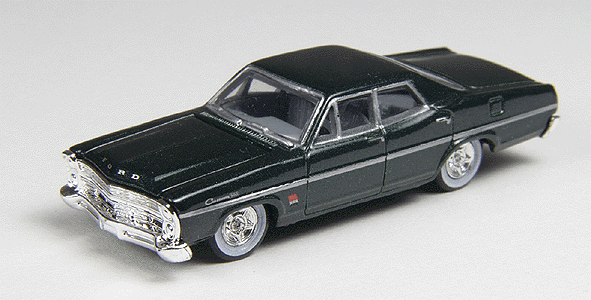 Mini Metals American Automobiles Ford (Assembled & Painted Diecast Metal) -- 1967 Custom 500 4-Door Sedan (Dark Green)