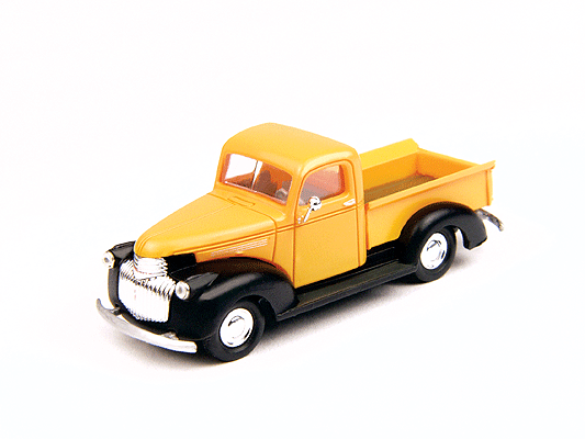 1941-1946 Chevrolet Pickup Truck - Assembled - Mini Metals(R) -- Armour Yellow, Black