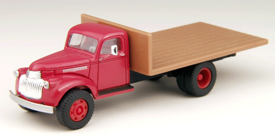 1941-1946 Chevrolet Flatbed Truck - Assembled - Mini Metals(R) -- Swift Red