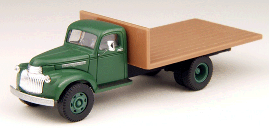 1941-1946 Chevrolet Flatbed Truck - Assembled - Mini Metals(R) -- Brewster Green