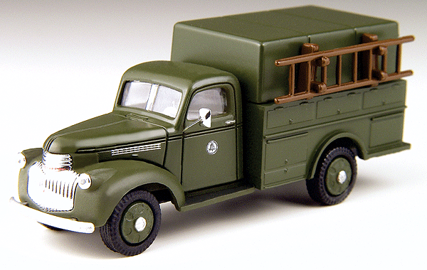 1941-1946 Chevrolet Utility Truck - Assembled - Mini Metals(R) -- Bell Telephone (olive)