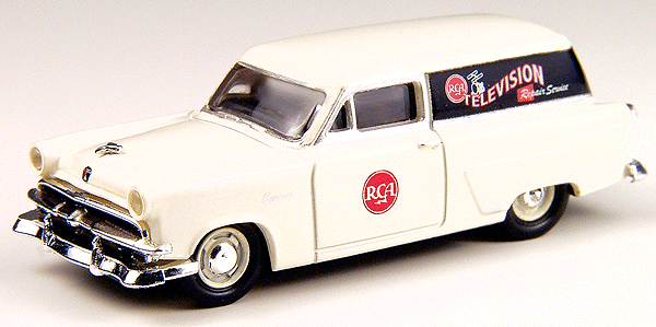 1953 Ford Courier Sedan Delivery Station Wagon - Assembled - Mini Metals(R) -- RCA Television Repair (white, red)