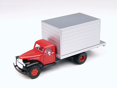 1941-1946 Chevrolet Box Delivery Truck - Assembled - Mini Metals(R) -- Painted, Unlettered (Swift Red Cab, silver Body)