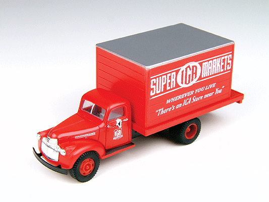 1941-1946 Chevrolet Box Truck - Assembled - Mini Metals(R) -- IGA Super Markets (red, white)