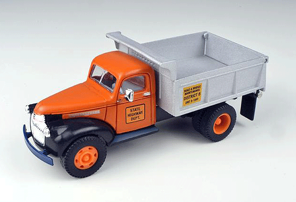 1941-1946 Chevrolet Dump Truck - Assembled -- State Highway Department (orange, black, silver)