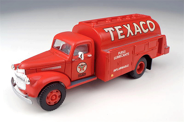 1941-1946 Chevrolet Tank Truck - Assembled - Mini Metals(R) -- Texaco (red, white)