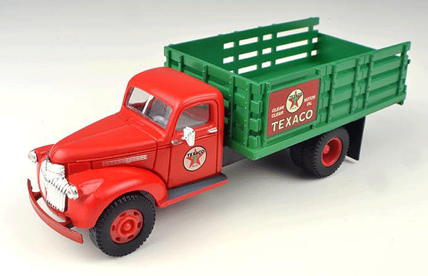 1941-1946 Chevrolet Stakebed Truck - Assembled - Mini Metals(R) -- Texaco (red, green, white)