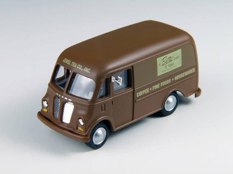 1940/50s International Harvester Metro Delivery Van - Assembled - Mini Metals -- Jewel Tea Company (brown, yellow)