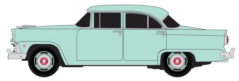 1955 Ford Mainline 4-Door Sedan - Assembled - Mini Metals(R) -- Seahaze Green-1