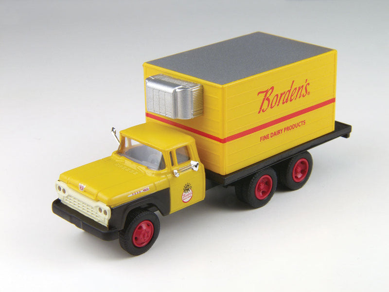 1960 Ford F-500 Box-Body Reefer Truck - Assembled - Mini Metals -- Borden's Dairy (yellow, black, red)-1