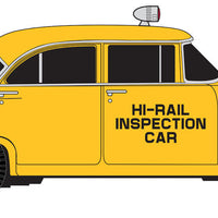 1955 Ford Mainline 4-Door Sedan w/Hi-Rail Wheels - Assembled - Mini Metals -- Rail Inspection Car (yellow)
