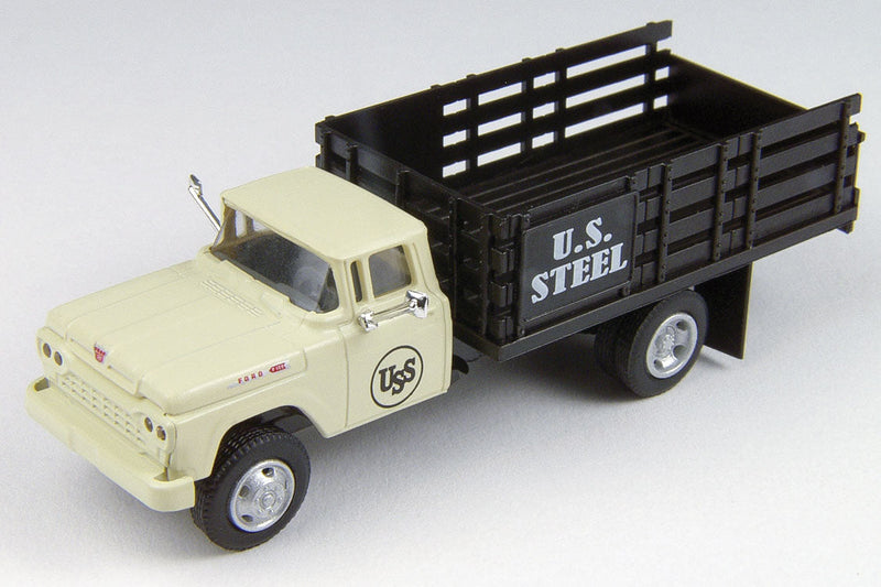 1960 Ford F-500 Stakebed Delivery Truck - Assembled - Mini Metals -- United States Steel (white, black)