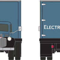 1941-1946 Chevrolet Box Delivery Truck - Assembled - Mini Metals(R) -- Electro-Motive Division EMD (blue, black, white)