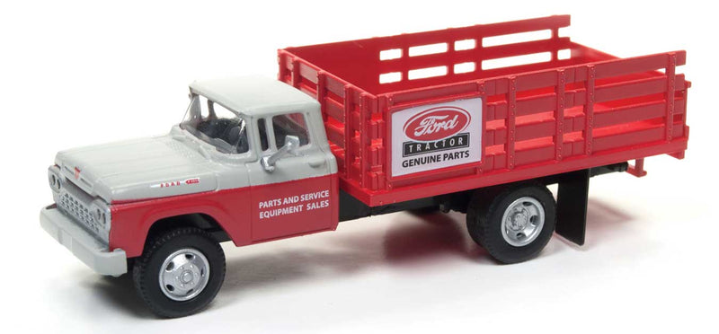 1960 Ford F-500 Stakebed Delivery Truck - Assembled - Mini Metals(R) -- Ford Parts (red, gray)