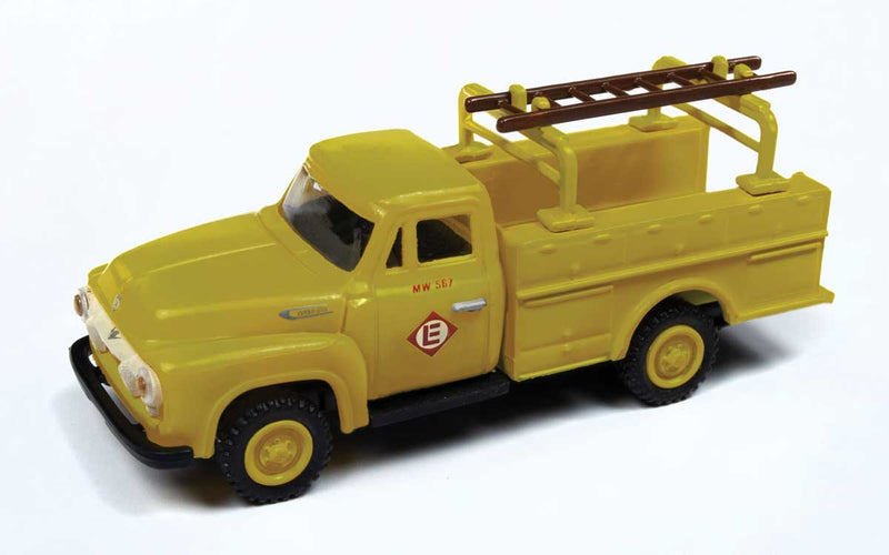 1954 Ford Hi-Rail Maintenance Truck - Assembled - Mini Metals(R) -- Erie-Lackawanna (yellow)
