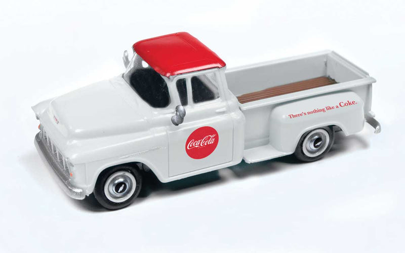1955 Chevrolet Pickup Truck - Assembled - Mini Metals(R) -- Coca-Cola (white)