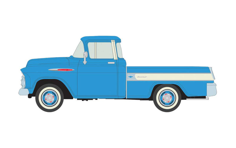 1957 Chevrolet Cameo Pickup Truck - Assembled -- Alpine Blue, White