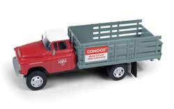 1955 Chevy Stakebed Truck - Assembled - Mini Metals(R) -- Conoco (red, gray, white)