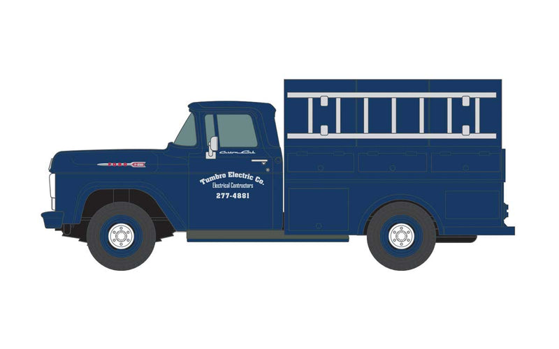 1960 Ford F-250 Utility Truck - Assembled - Mini Metals(R) -- Tumbro Electric Co. Contractor (blue)