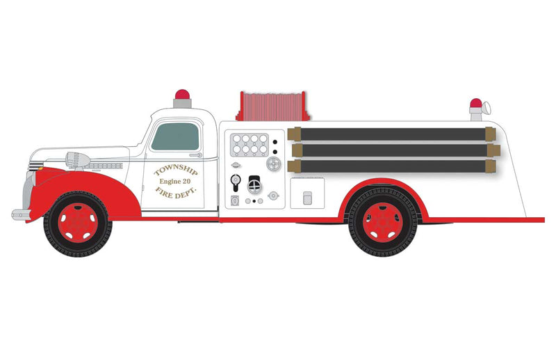 1941-1946 Chevrolet Fire Truck - Assembled -- Township Fire Department #20 (white, red)